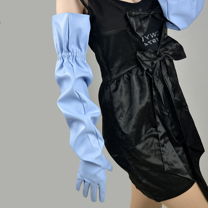 Gants amples à manches longues et ceinture élastique en cuir