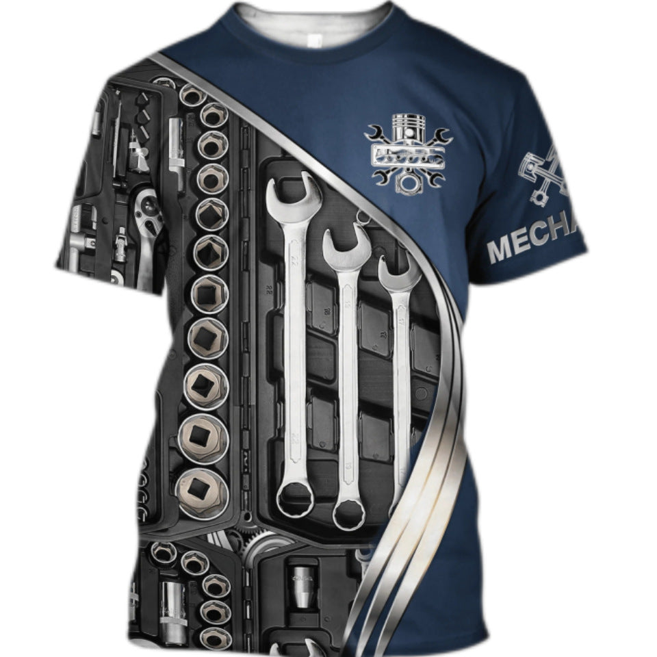 Camiseta casual de manga corta con impresión digital 3D para hombre