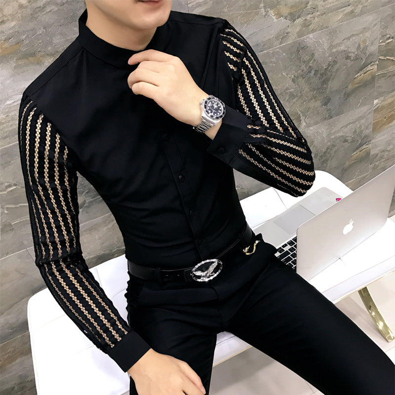 Chemise homme coupe slim manches dentelle