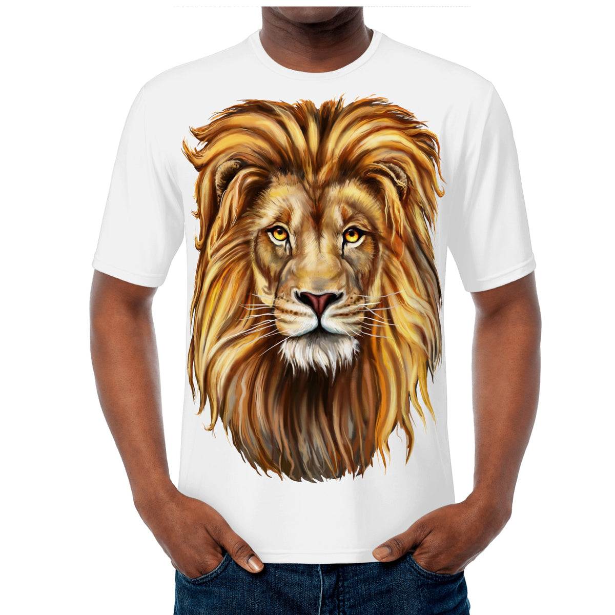 Camiseta con estampado integral de cabeza de león para hombre