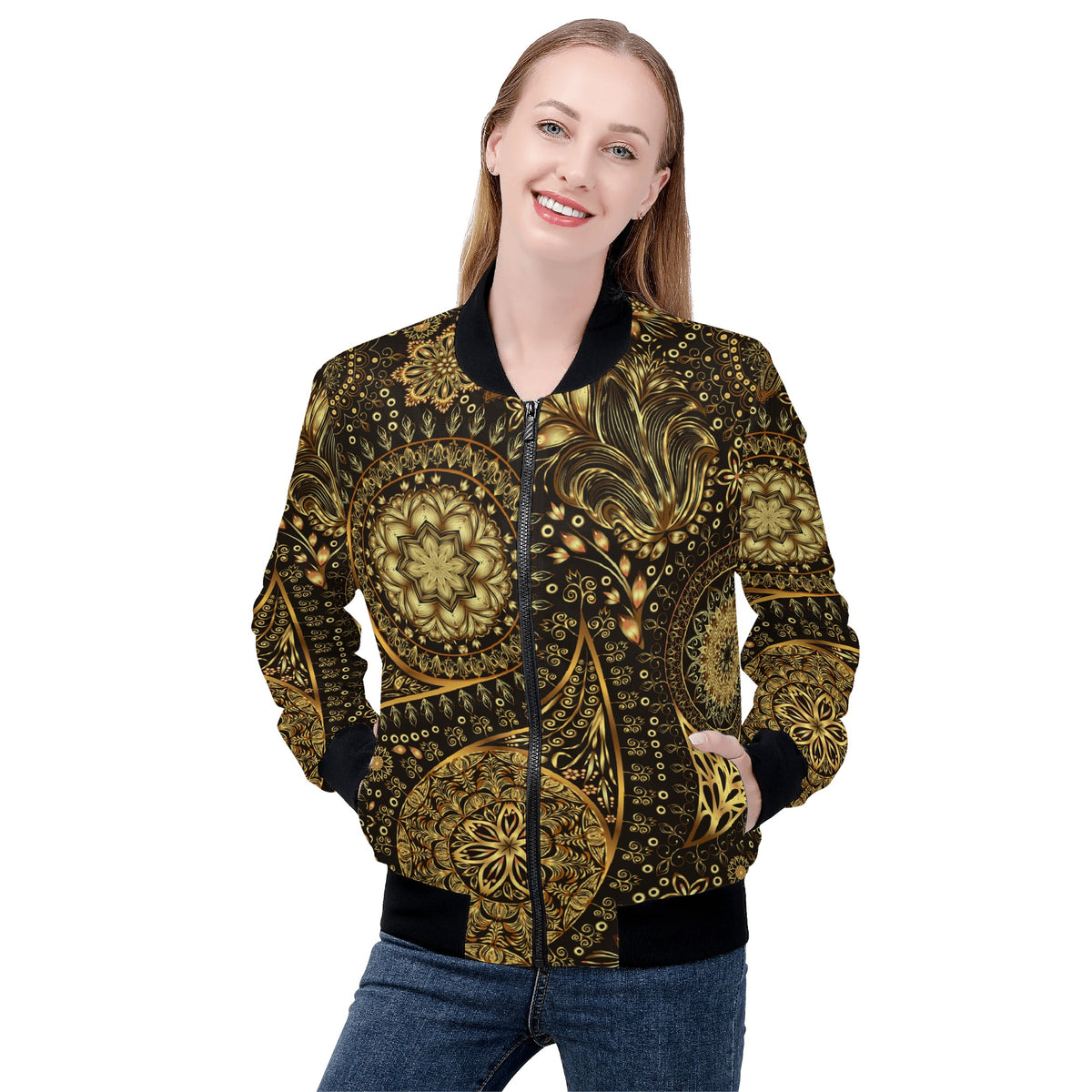 Blouson aviateur zippé pour femme