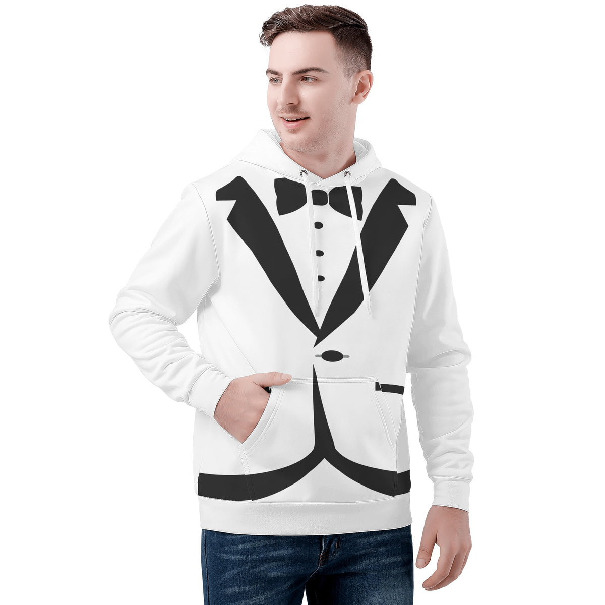 Sweat à capuche basique imprimé sur toute la surface pour hommes