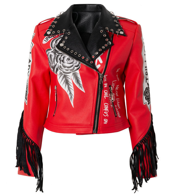 KIKIMORA Zip Print Slim Fit Jacket