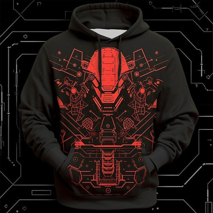 Suéter con capucha y cremallera con estampado 3D para hombre