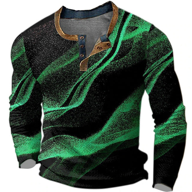 Chemise en polyester à manches longues pour hommes Impression numérique à manches longues