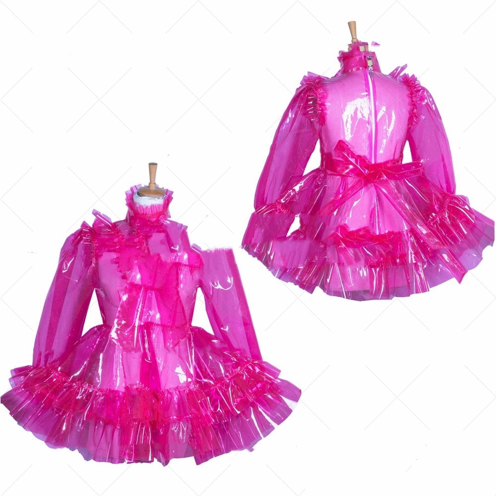 Rose Red PVC Transparent Maid Dress