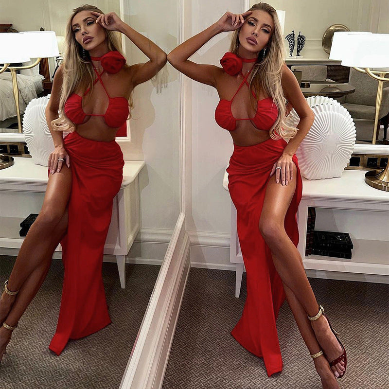 Long Skirt and Mini Top, Two-piece Suit