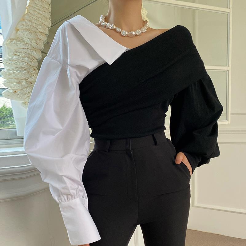 Jumper blouse with voluminous sleeves