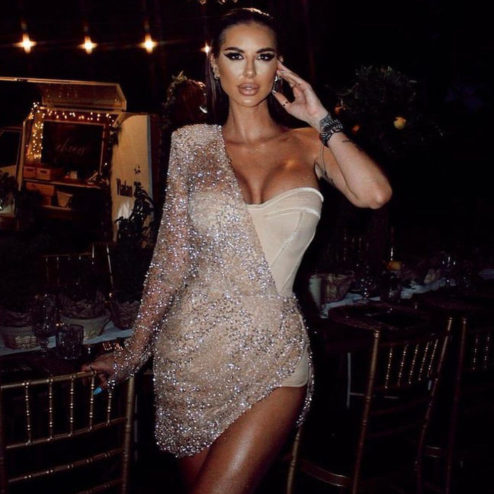 KIKIMORA Two-piece Sequin Mini Dress.