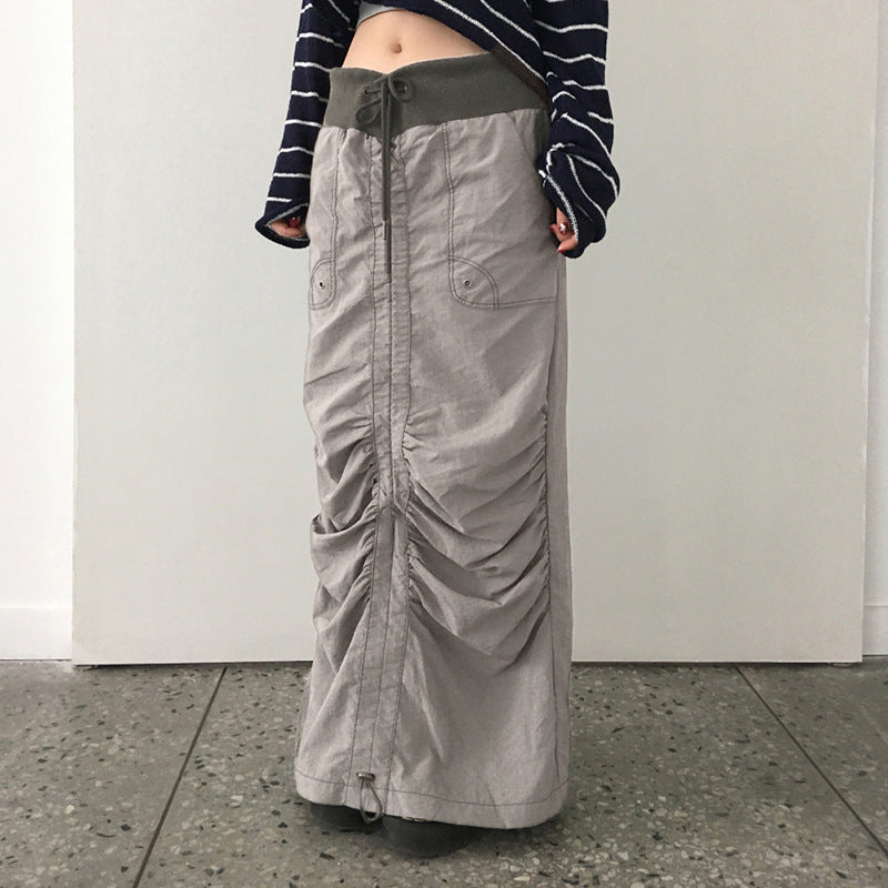 Waste Soil Wind Drawstring Workwear Skirt