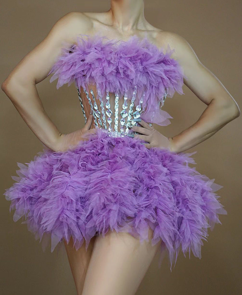 KIKIMORA Multi-layer Lace Rhinestone Corset Dress