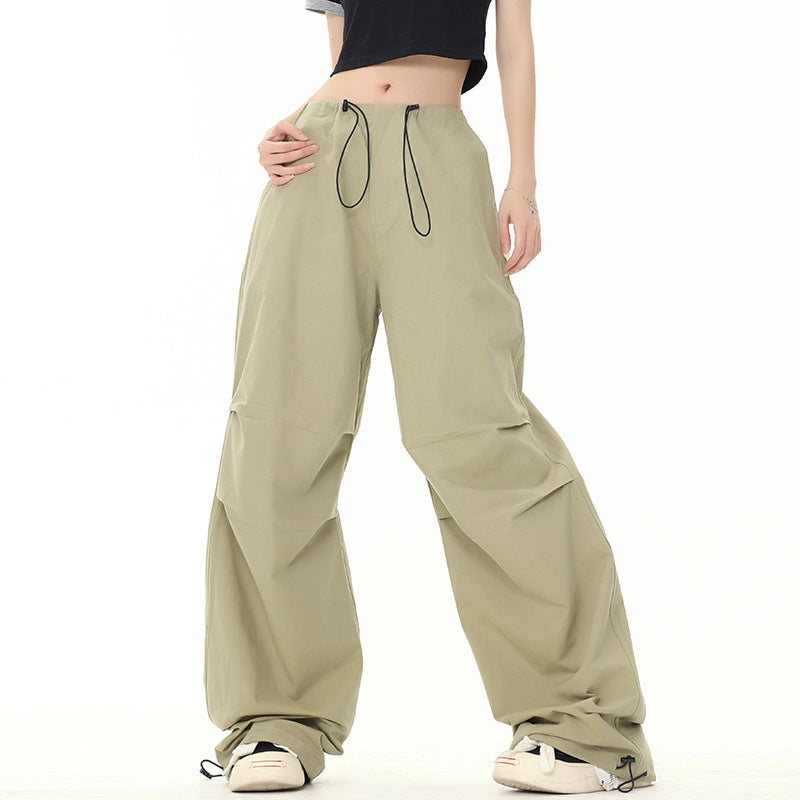 Gray Loose Casual Wide Leg Charge Paper Bag Pants