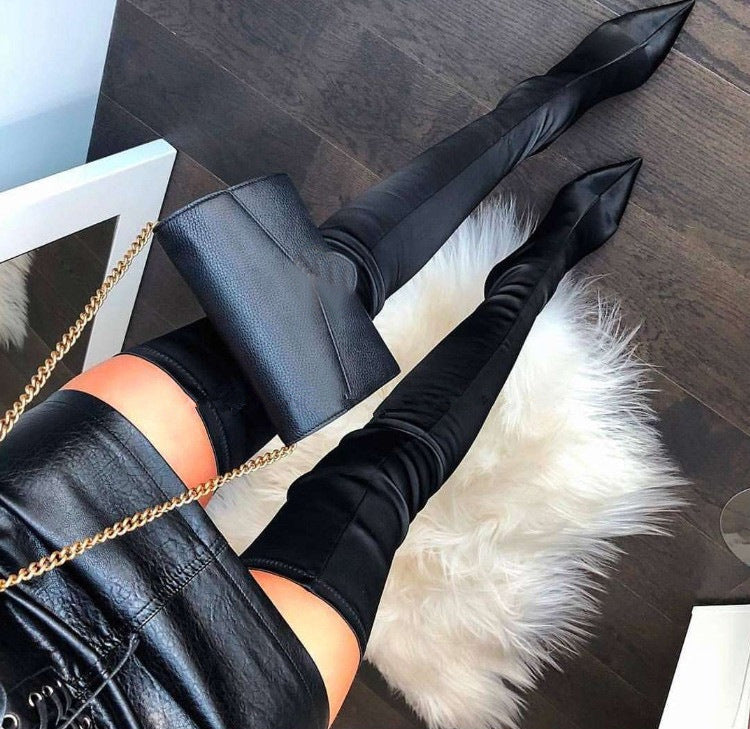 Nouvelles bottes en soie à talons aiguilles pour femmes