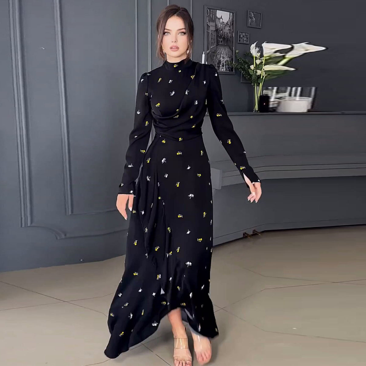 Robe slim à manches longues