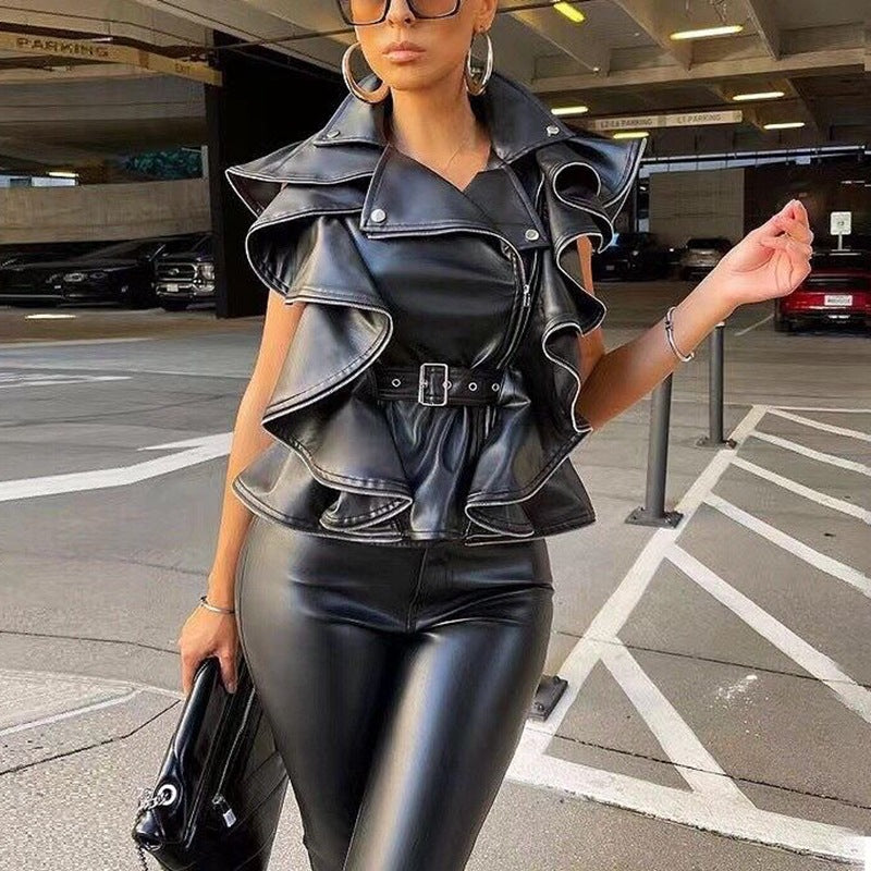 Manteau de travail lourd en cuir de mouton