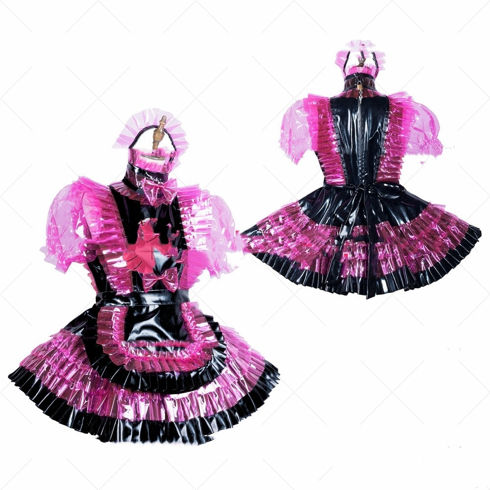 Rose Red PVC Transparent Maid Dress