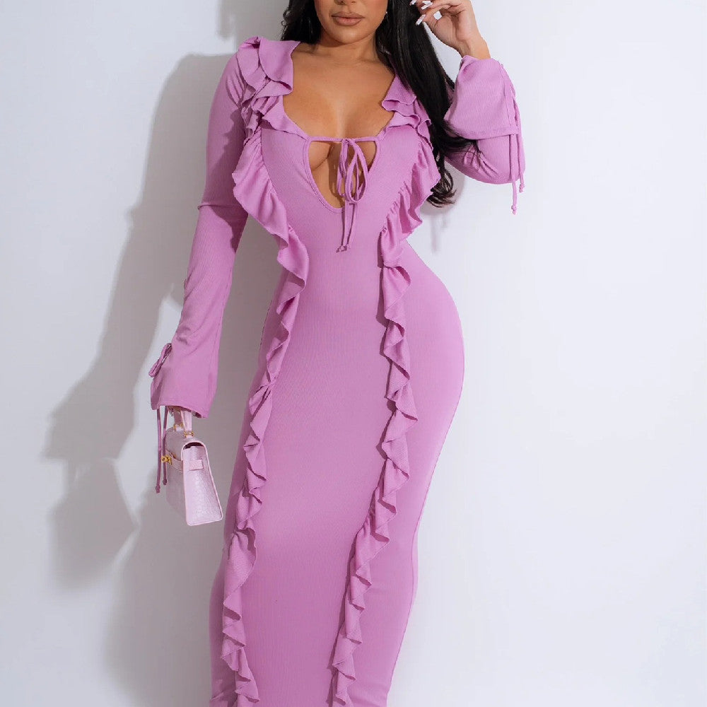 KIKIMORA - Robe à lisière filandreuse nouée