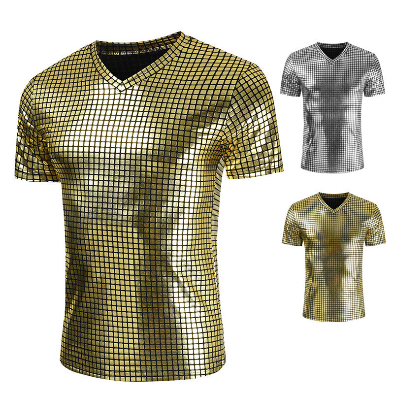 Plaid Hommes Casual Banquet Slim-fit Manches Courtes