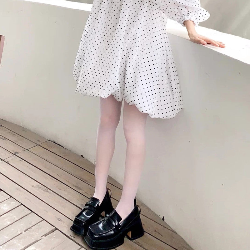 Zapatos de cuero con plataforma y punta cuadrada