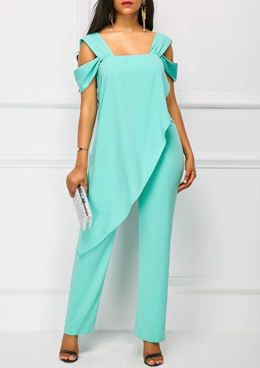 KIKIMORA Strap Open Back Overlay Jumpsuit.