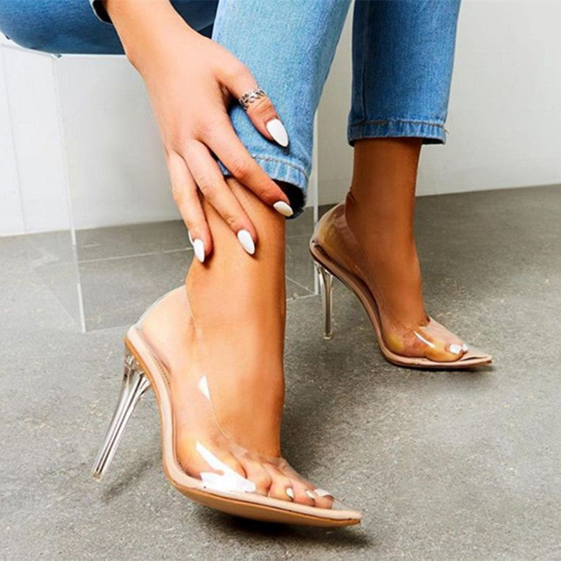 Transparent Pumps Pointed Low-cut Stiletto Heel