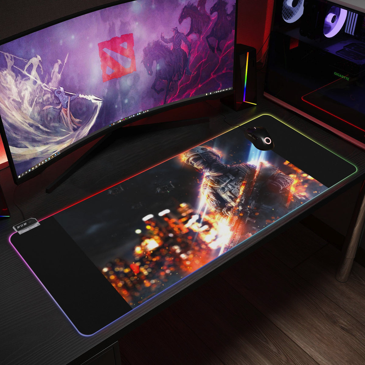 Rubber Gaming Mousepad | Transparent LED RGB Keyboard Pad | Durable 4mm Thick Anti-Slip Desk Mat | Customizable Design | 5 Sizes Available