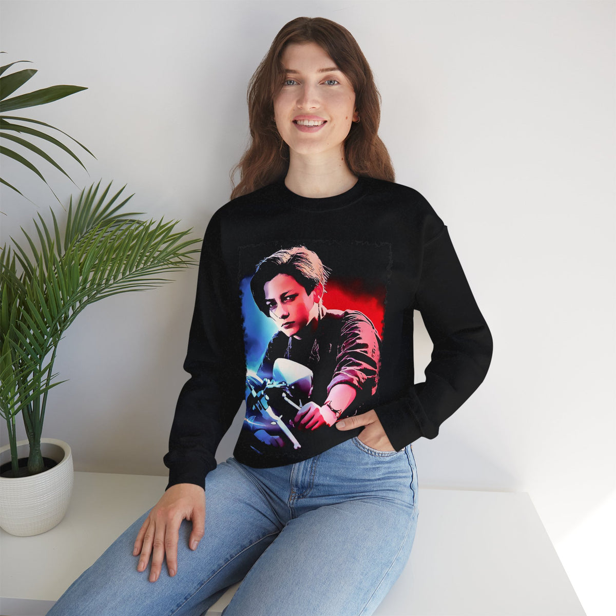 Vintage retro look John Connor epic 90s movies fans Unisex Fit Crewneck Sweatshirt Linda Hamilton fan gift 90s kid party