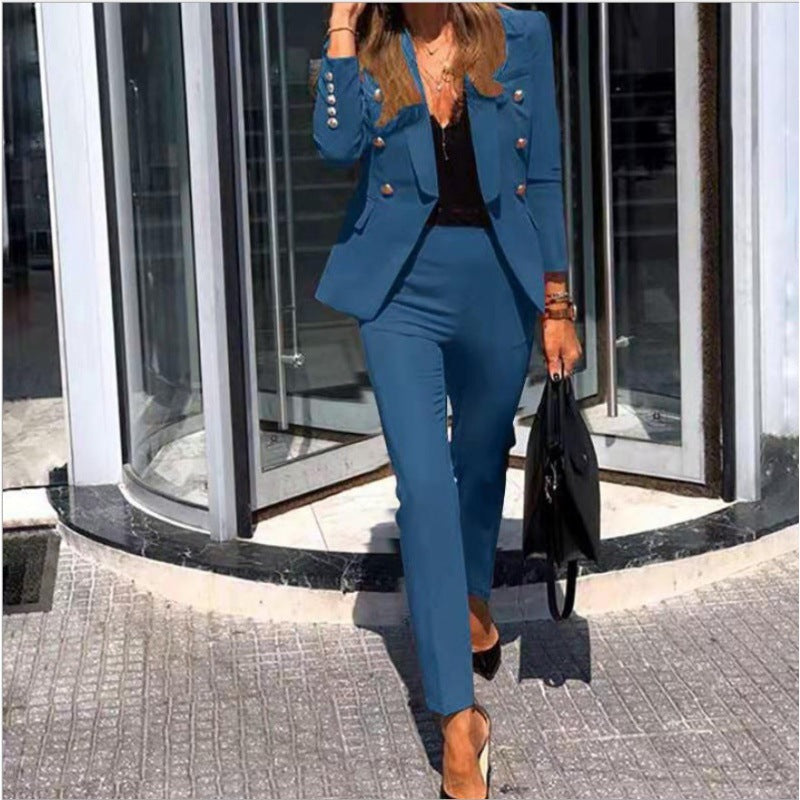 KIKIMORA Solid Color Fashion Two-piece Suit