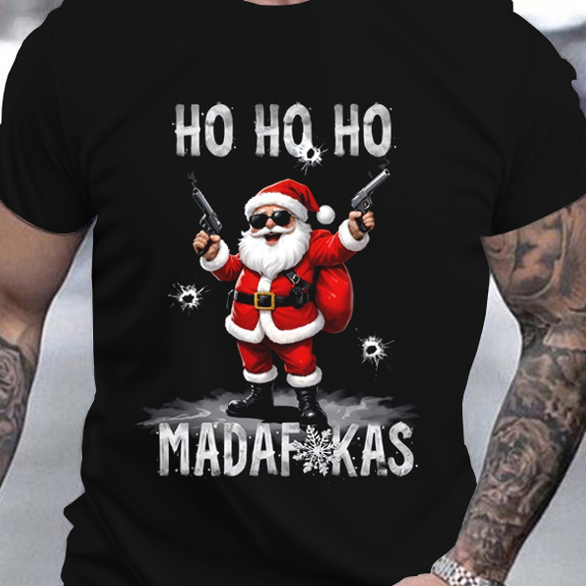 KIKIMORA Cool Santa Claus 3D Printed T-shirt