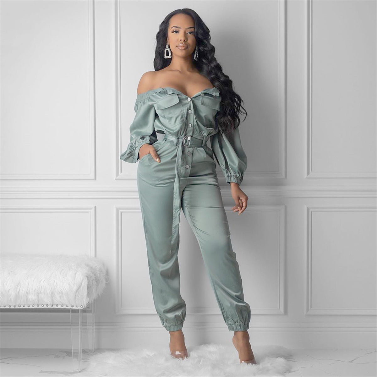 KIKIMORA Streetwear Sexy Off Shoulder Jumpsuit