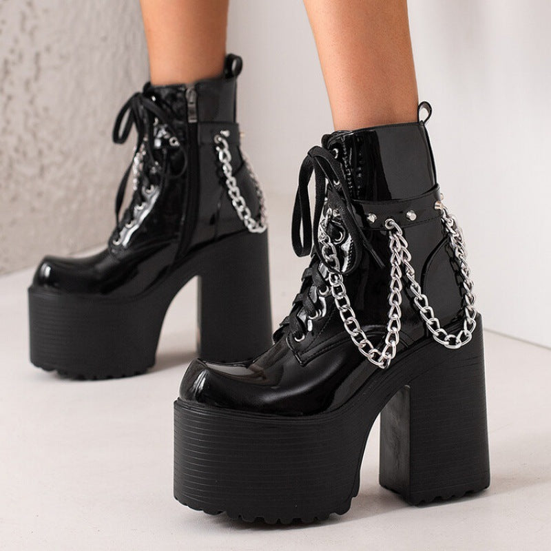 KIKIMORA – bottes à plateforme en cuir PU à talons ultra hauts