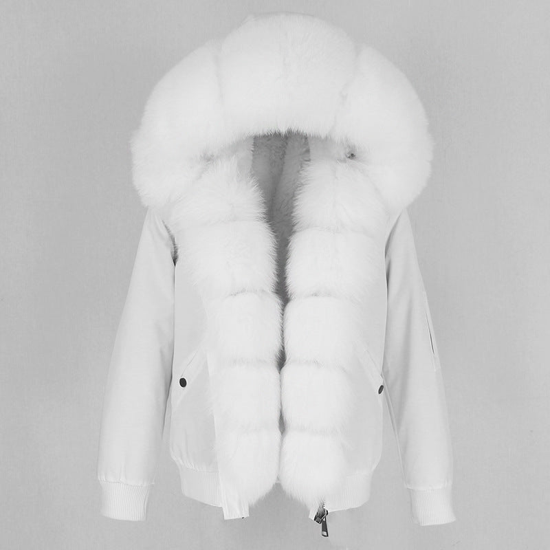 Parka chaqueta gruesa con forro de piel de mapache