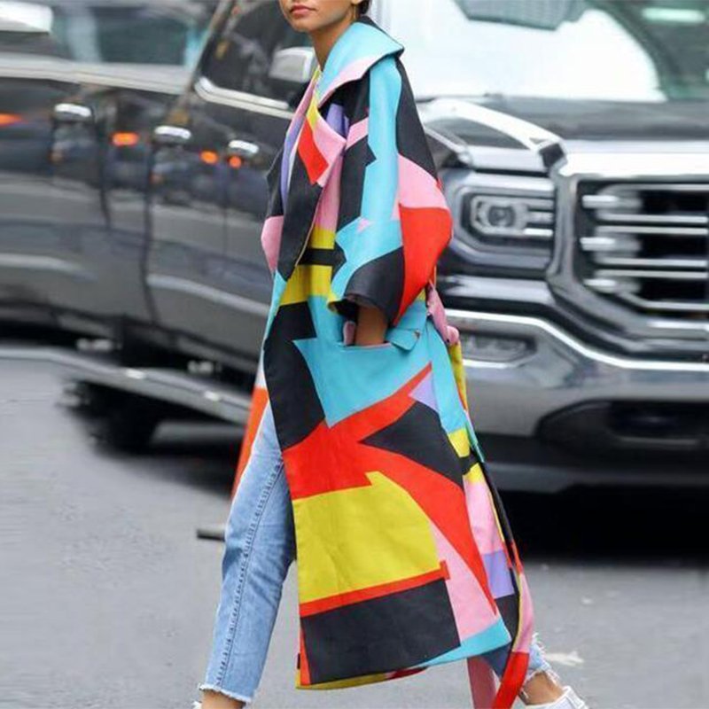 KIKIMORA Multi-color Block Long-sleeved Coat