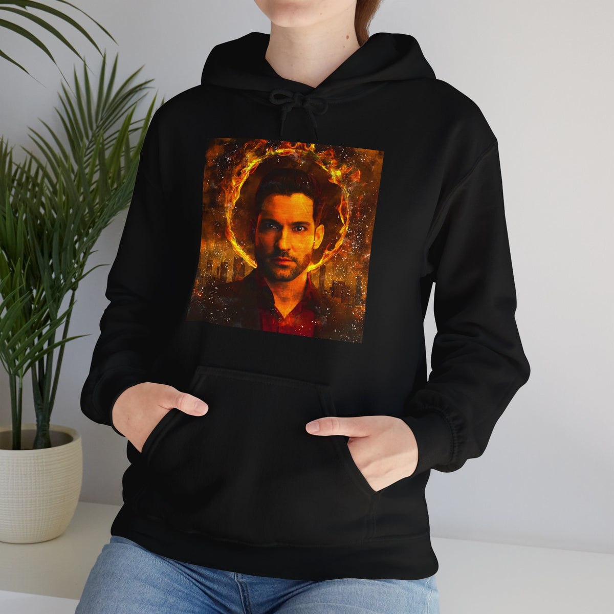 Lucifer Morningstar Tom Ellis painting fan art Unisex Hooded Sweatshirt Hoodie For Tom Ellis fans