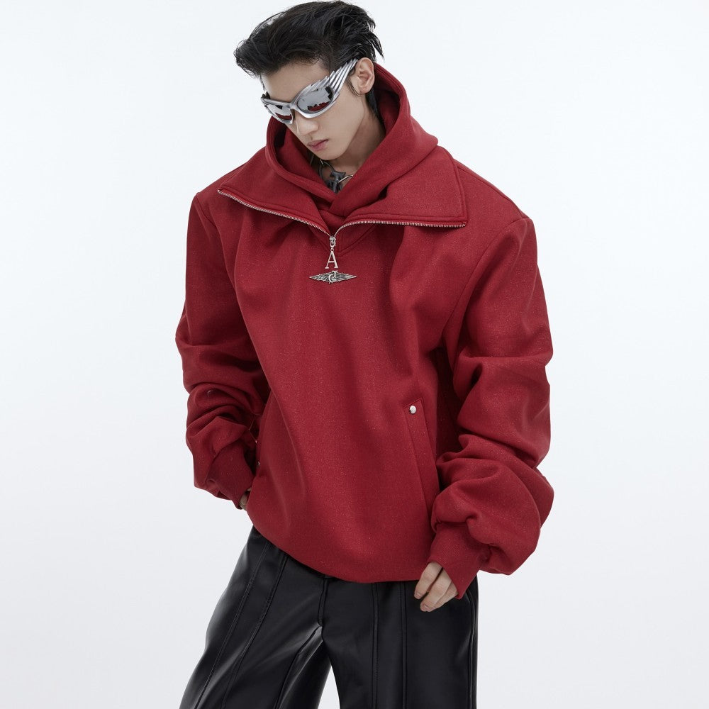 Double Layered Collar Plush Hoodie