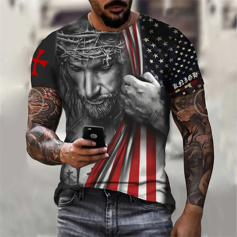 T-shirt à manches courtes pour hommes imprimé en 3D sur le thème du Vendredi Saint