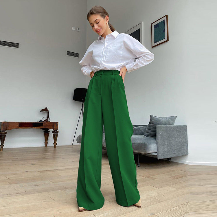 The pants in question feature a high waist and wide leg design.