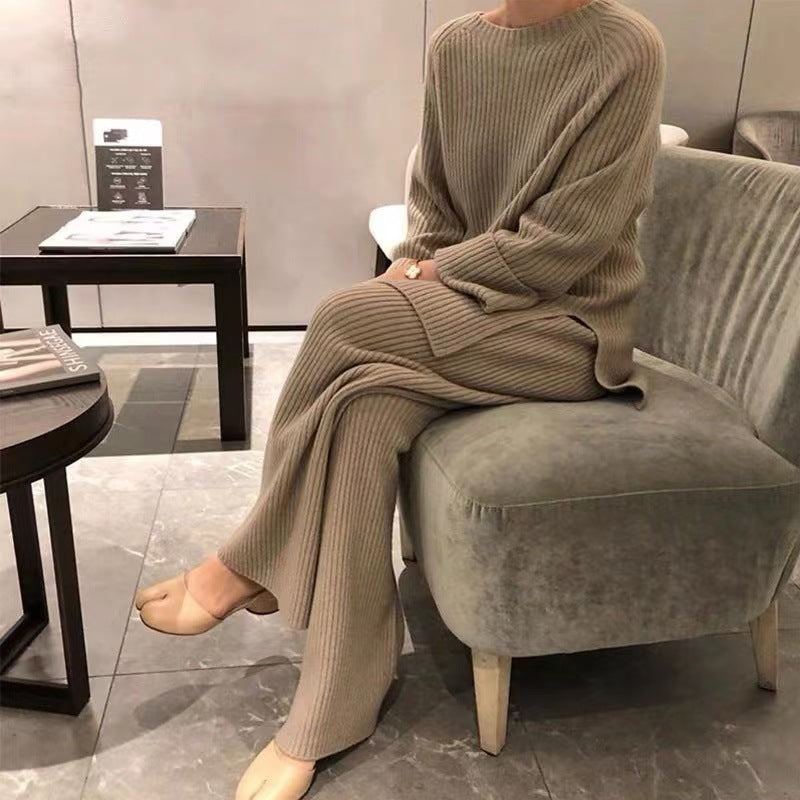 Retro Fashion New Warm Split Sweater Suit