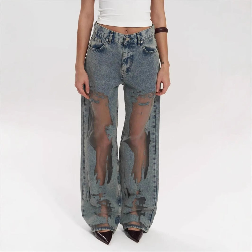 KIKIMORA Retro Straight-leg Pants.