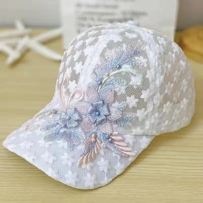 Gorra con visera de encaje fino transpirable de malla KIKIMORA.