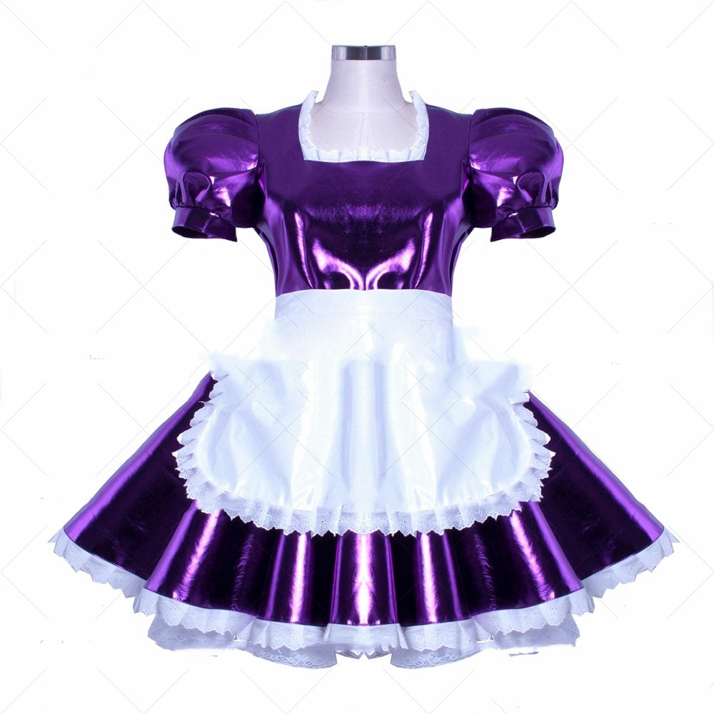 Purple PVC Patent Leather Maid Dress