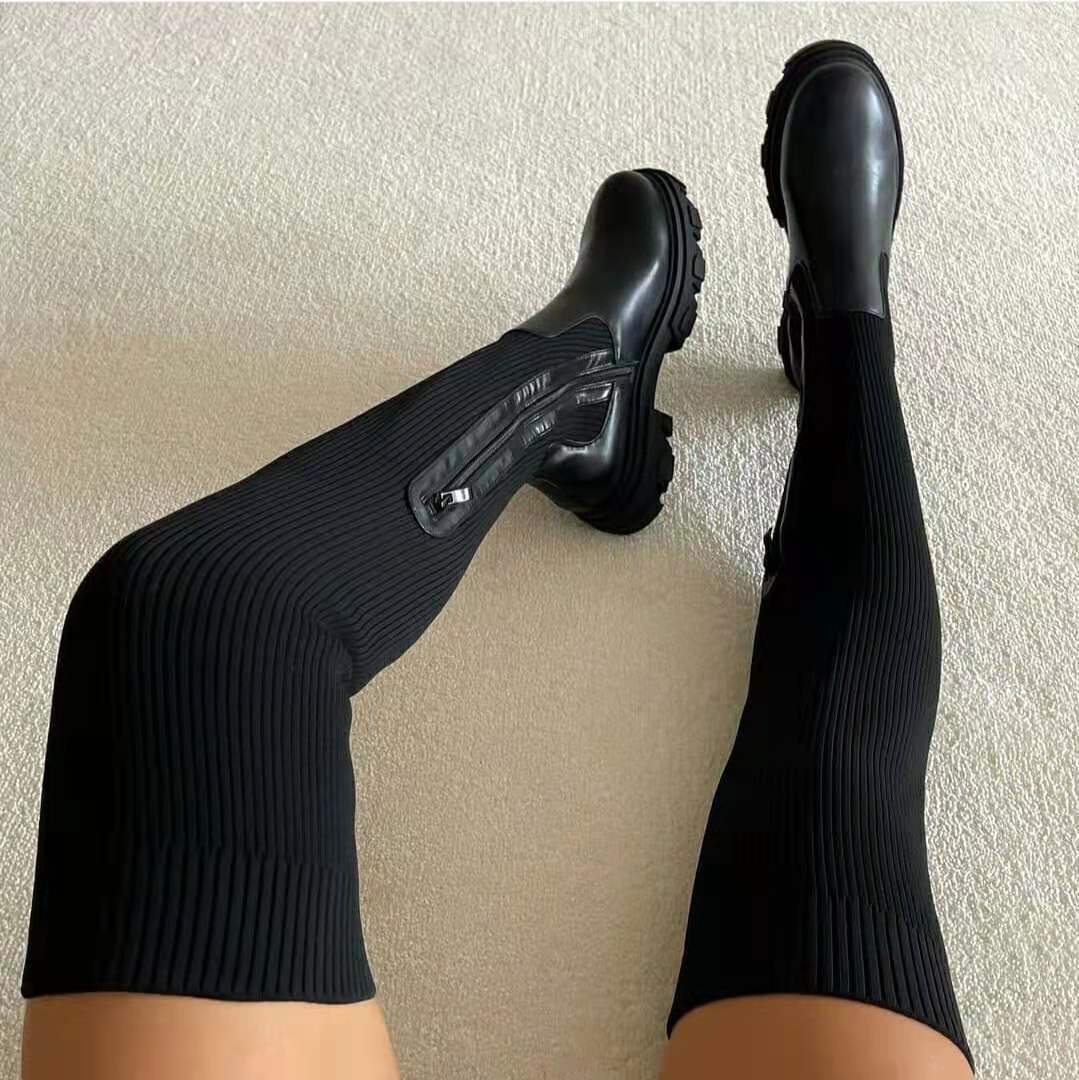 Over-Knee Platform, Sock, Side Zipper Boots