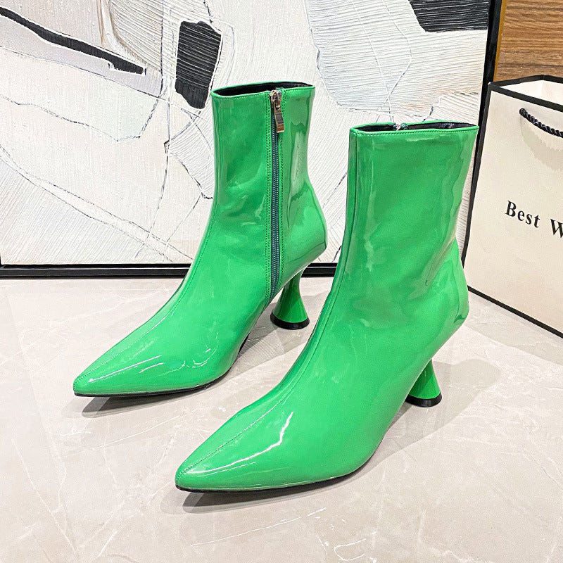 Pointed Toe Ankle Side Zipper Boots