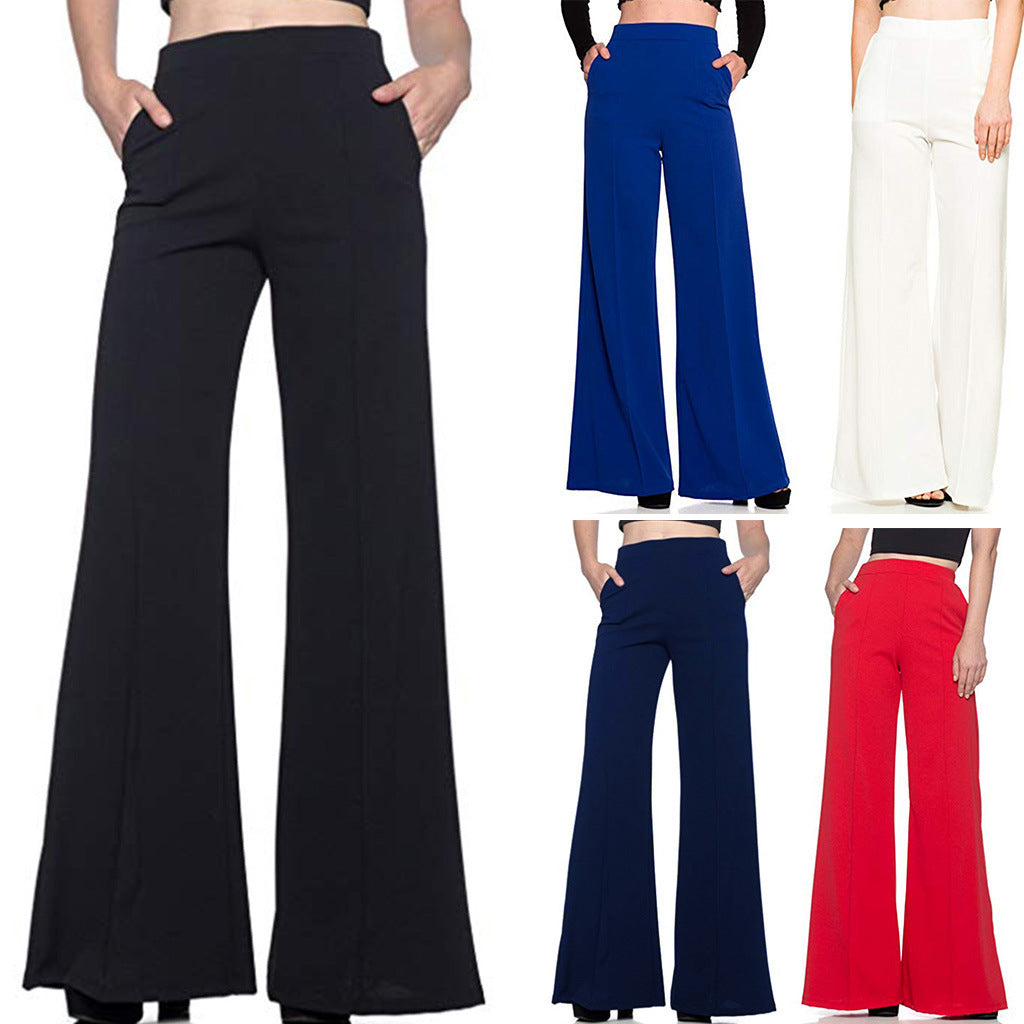 KIKIMORA Pantalon évasé décontracté ample