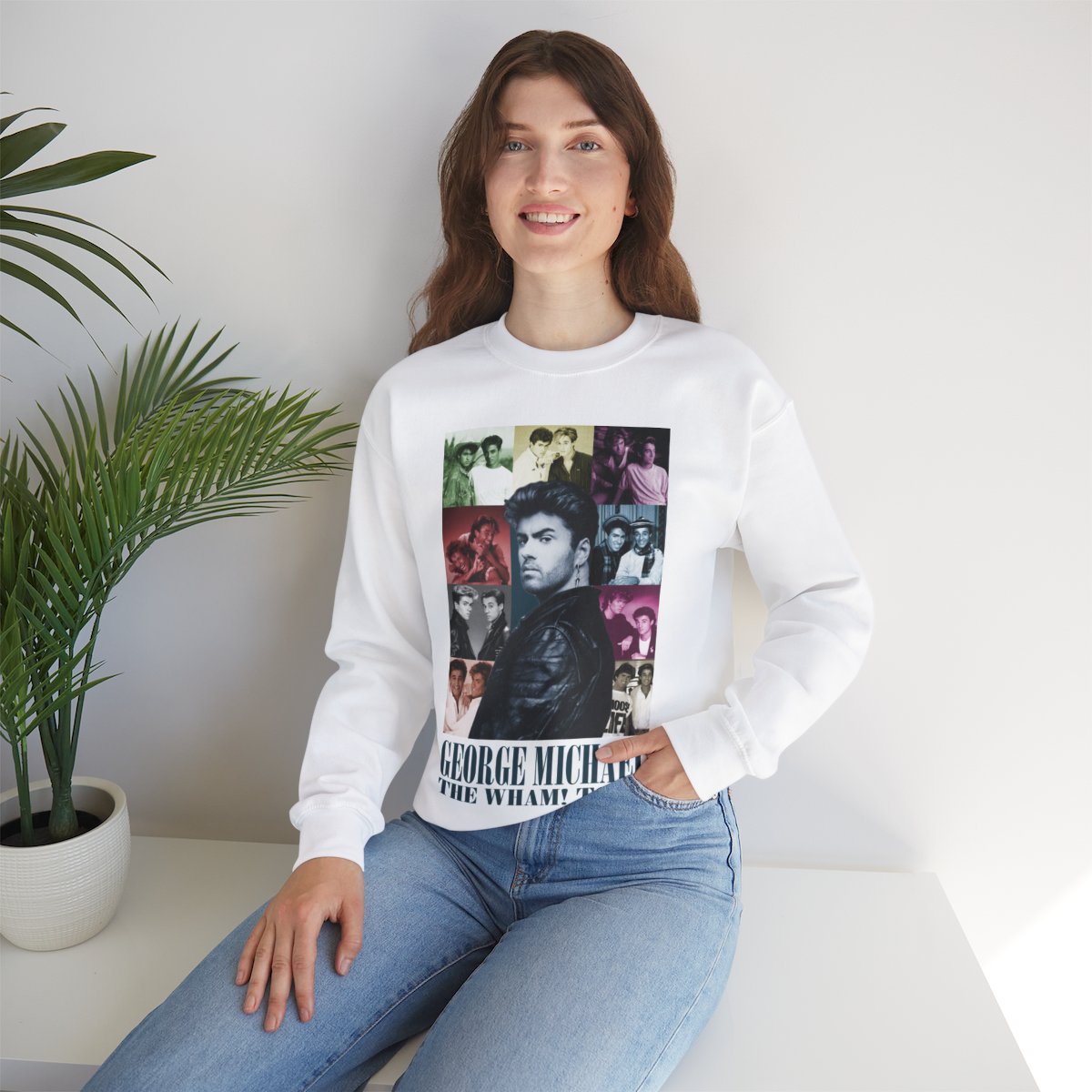 Vintage Retro 80s music WHAM fan art George Michael fan gift Unisex Crewneck Sweatshirt for 80s music fans.