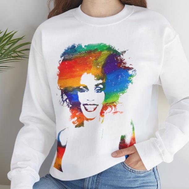 Vintage Retro 80s themed Whitney Houston fan art Unisex Crewneck Sweatshirt for Whitney Houston fans