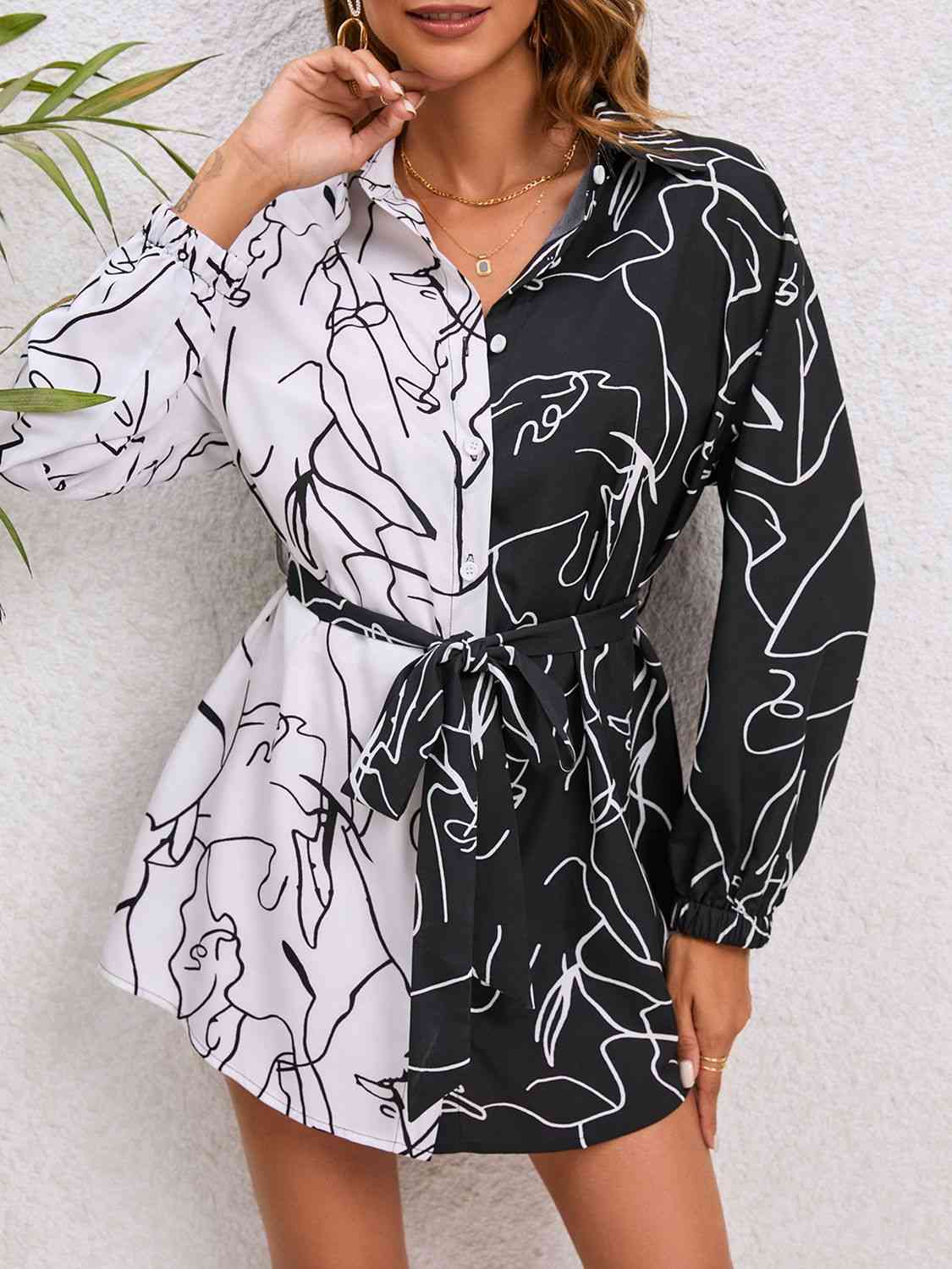 KIKIMORA Robe chemise imprimée à nouer à la taille