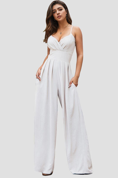 KIKIMORA Spaghetti Strap Wide Leg Jumpsuit